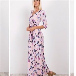 Floral Pink Blush Maternity Dress Maxi Dress